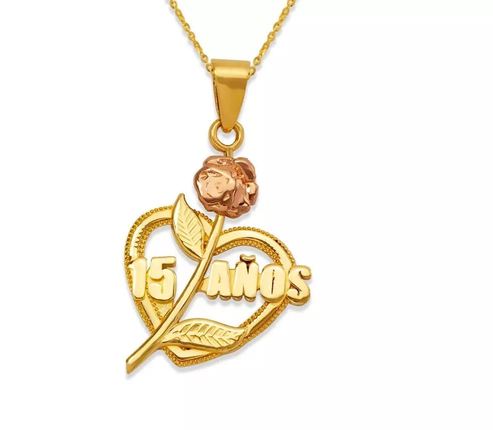 NEW 14K TWO-TONE GOLD ANOS ROSE HEART PENDANT: NEW 14K TWO TONE GOLD ANOS ROSE HEART PENDANT 14K Two Tone Gold Approx. 17x22mm High Polished/Diamond Cut Chains Sold Separately Weight: 1.9 Grams