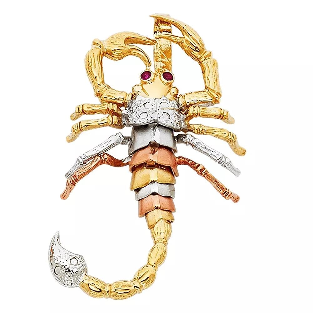 NEW 14K TRI COLOR GOLD SCORPION PENDANT (1 of 2)