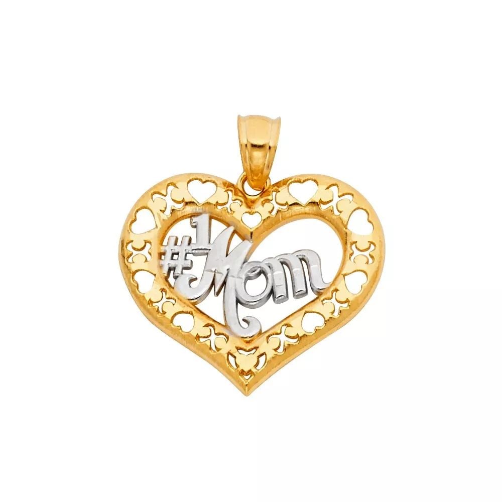 NEW 14K TWO TONE GOLD MOM HEART PENDANT: NEW 14K TWO TONE GOLD MOM HEART PENDANT 14K TWO TONE GOLD NEW MOM HEART PENDANT WEIGHT: 1.7