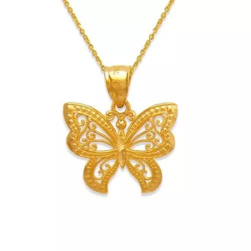 NEW 14K YELLOW GOLD BUTTERFLY PENDANT (1 of 2)