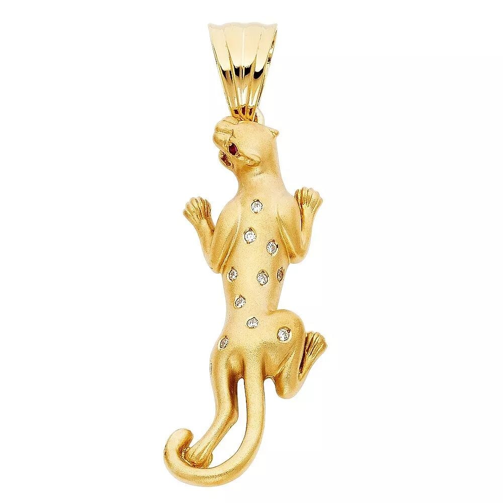 NEW 14K YELLOW GOLD CZ PUMA PENDANT (1 of 2)