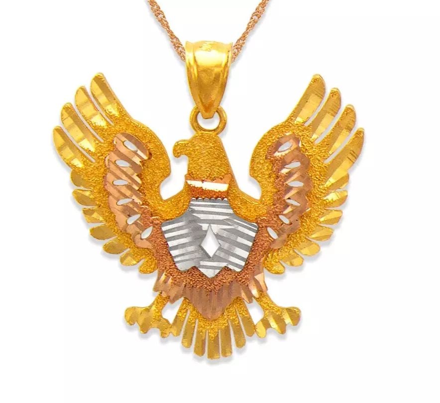 NEW 14K TRICOLOR GOLD EAGLE PENDANT (1 of 2)