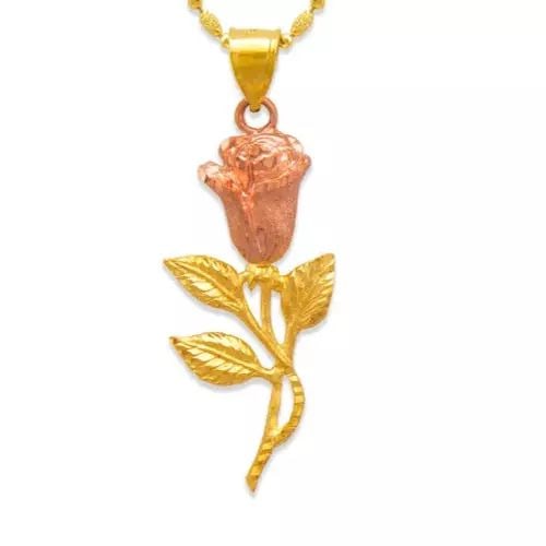 NEW 14K TWO-TONE GOLD ROSE PENDANT: NEW 14K YELLOW GOLD HIGH POLISHED PENDANT 14K Yellow Gold Approx. 13x13mm High Polished Chains Sold Separately Weight: 1.8 Grams