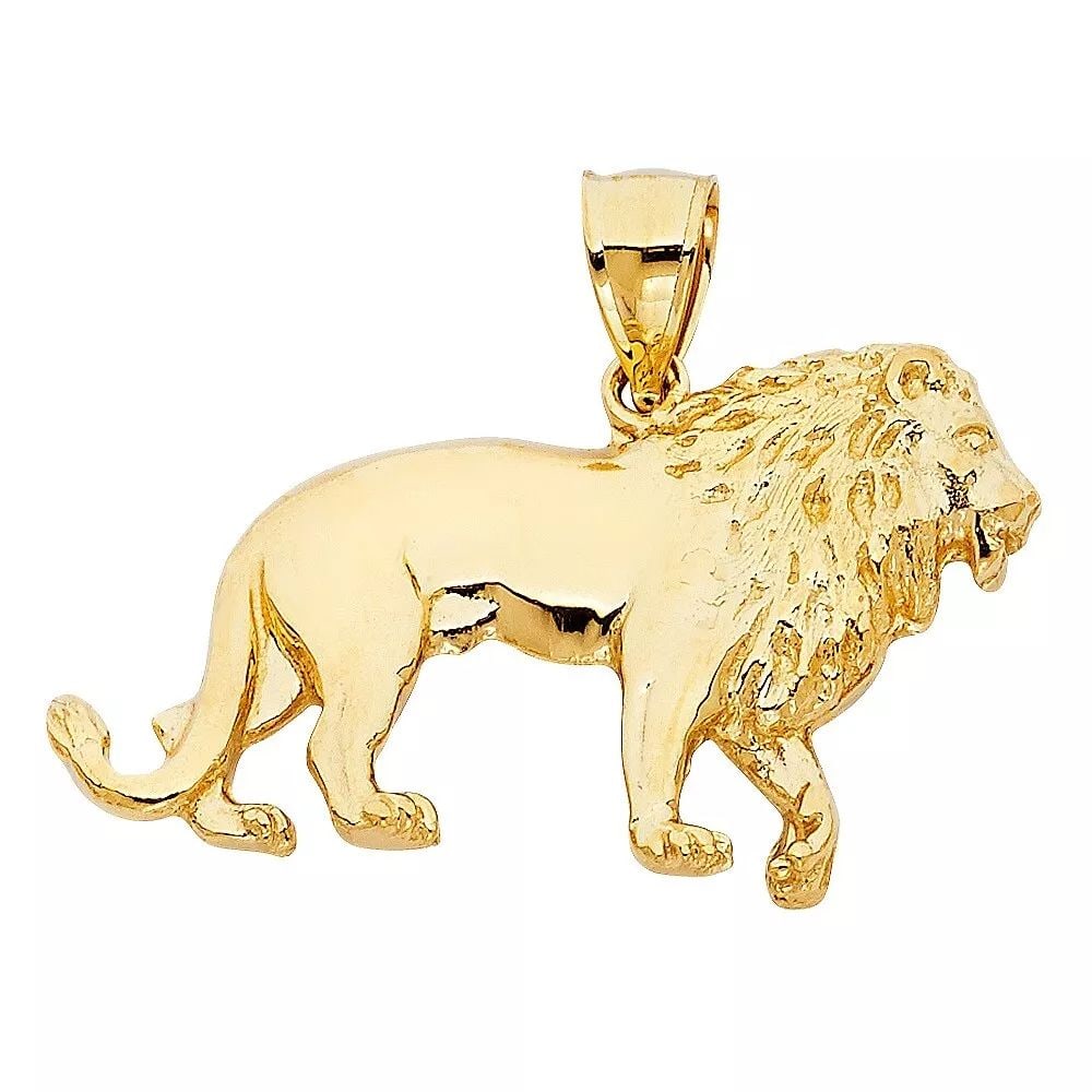 NEW 14K YELLOW GOLD LION PENDANT (1 of 2)
