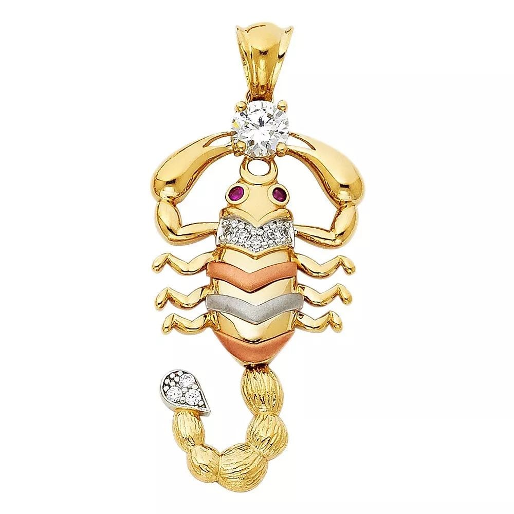 NEW 14K TRI COLOR GOLD CZ SCORPION PENDANT (1 of 2)