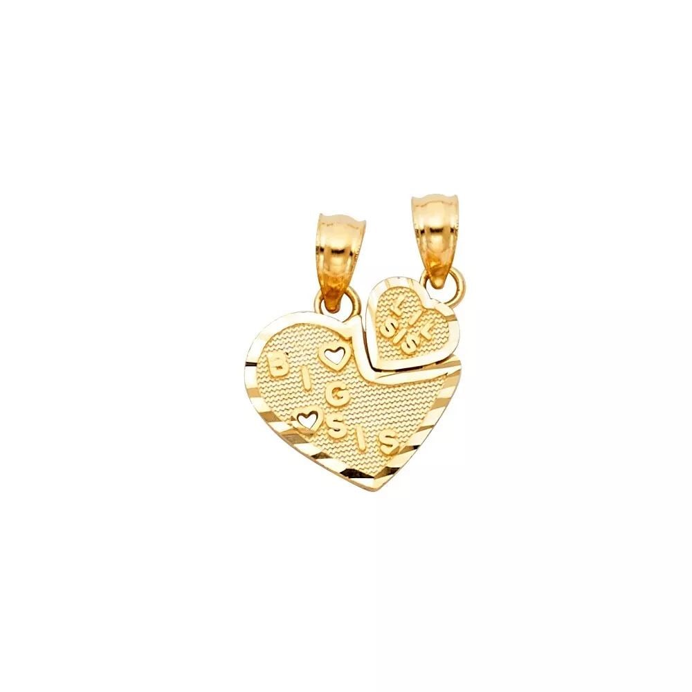 NEW 14K YELLOW GOLD HEART 2 PIECE PENDANT (1 of 2)