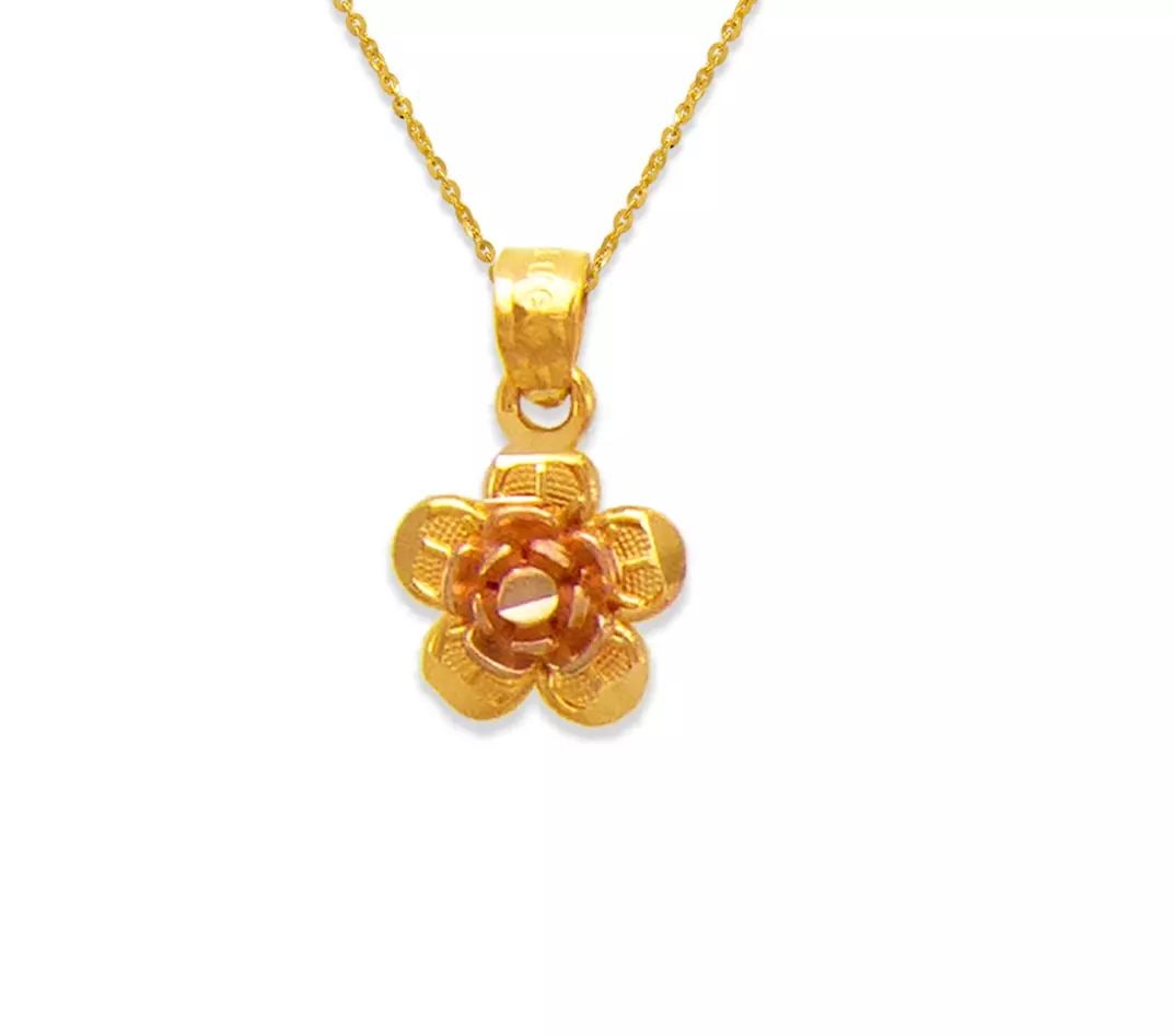 NEW 14K TWO-TONE GOLD ROSE HEART PENDANT: NEW 14K TWO TONE GOLD ROSE HEART PENDANT 14K Two Tone Gold Approx. 9x9mm High Polished/Diamond Cut Chains Sold Separately Weight: 1.1 Grams