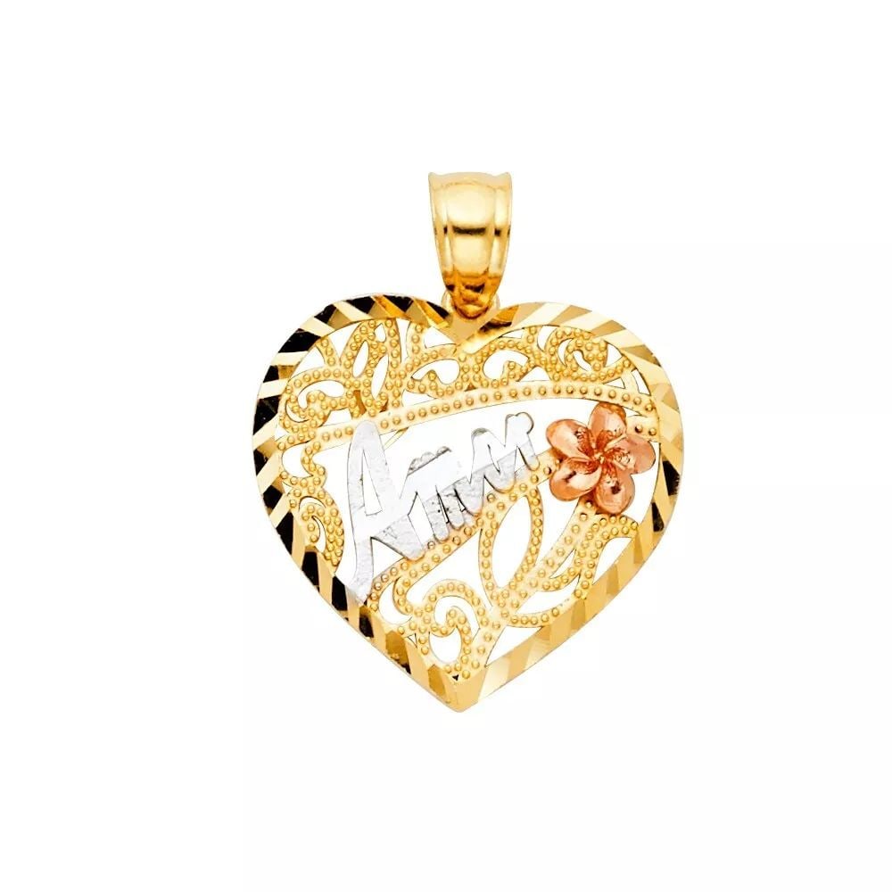NEW 14K TWO TONE GOLD TE AMO HEART PENDANT: NEW 14K TWO TONE GOLD TE AMO HEART PENDANT 14K TWO TONE GOLD NEW TE AMO HEART PENDANT WEIGHT: 1