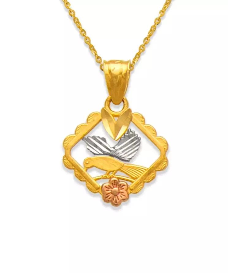 NEW 14K TRICOLOR GOLD TWO DOVES PENDANT (1 of 2)