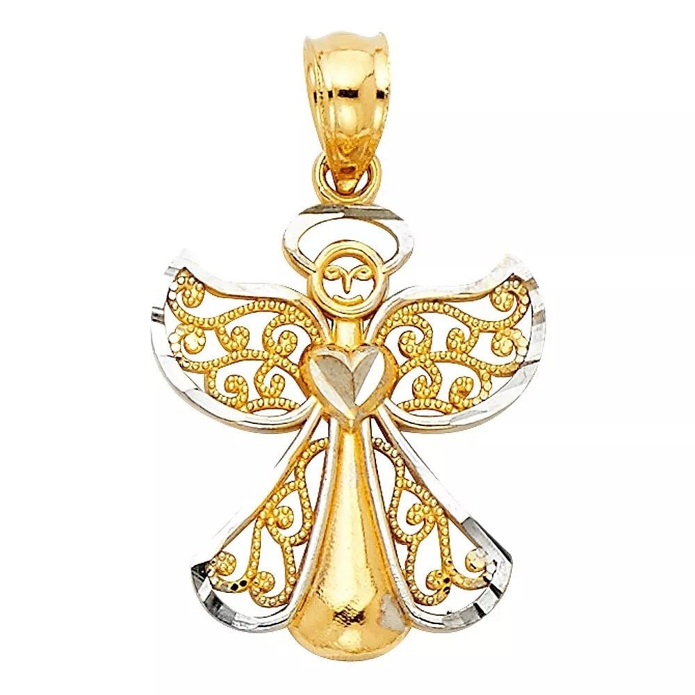 NEW 14K TWO TONE GOLD ANGEL PENDANT (1 of 2)