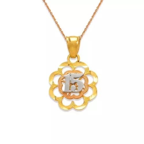 NEW 14K TRICOLOR GOLD ANOS FLOWER PENDANT: NEW 14K TRICOLOR GOLD ANOS FLOWER PENDANT 14K Tricolor Gold Approx. 14x14mm High Polished/Diamond Cut Chains Sold Separately Weight: 1.1 Grams