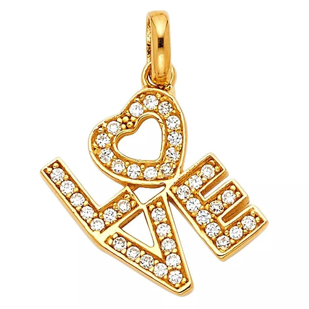 NEW 14K YELLOW GOLD CZ LOVE PENDANT: NEW 14K YELLOW GOLD CZ LOVE PENDANT 14K YELLOW GOLD NEW CZ LOVE PENDANT WEIGHT: 1.2