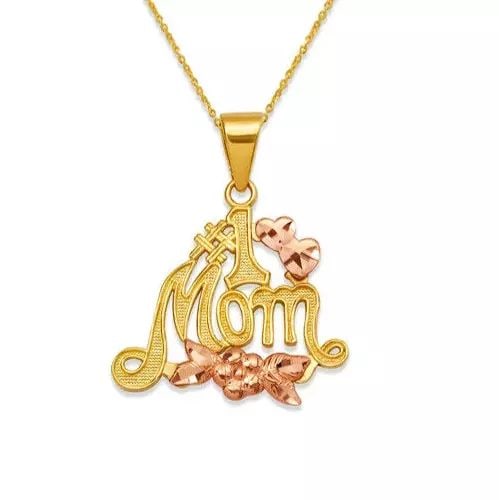 NEW 14K TWO-TONE GOLD MOM PENDANT (1 of 2)