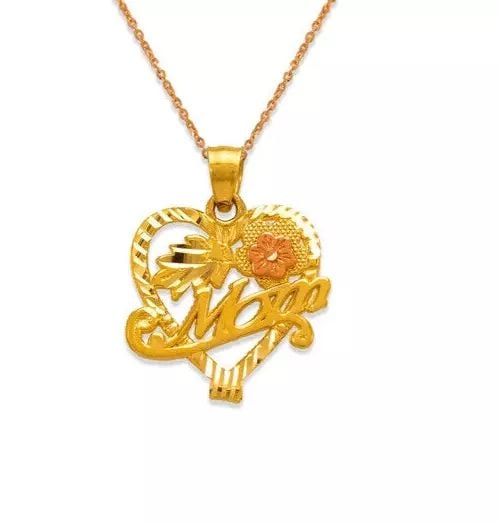 NEW 14K TWO-TONE GOLD MOM PENDANT (1 of 2)