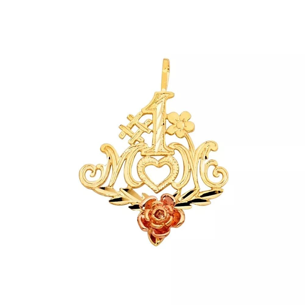 NEW 14K TWO TONE GOLD MOM PENDANT (1 of 2)
