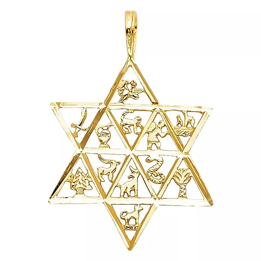 NEW 14K YELLOW GOLD 12 ANIMAL STAR PENDANT (1 of 2)