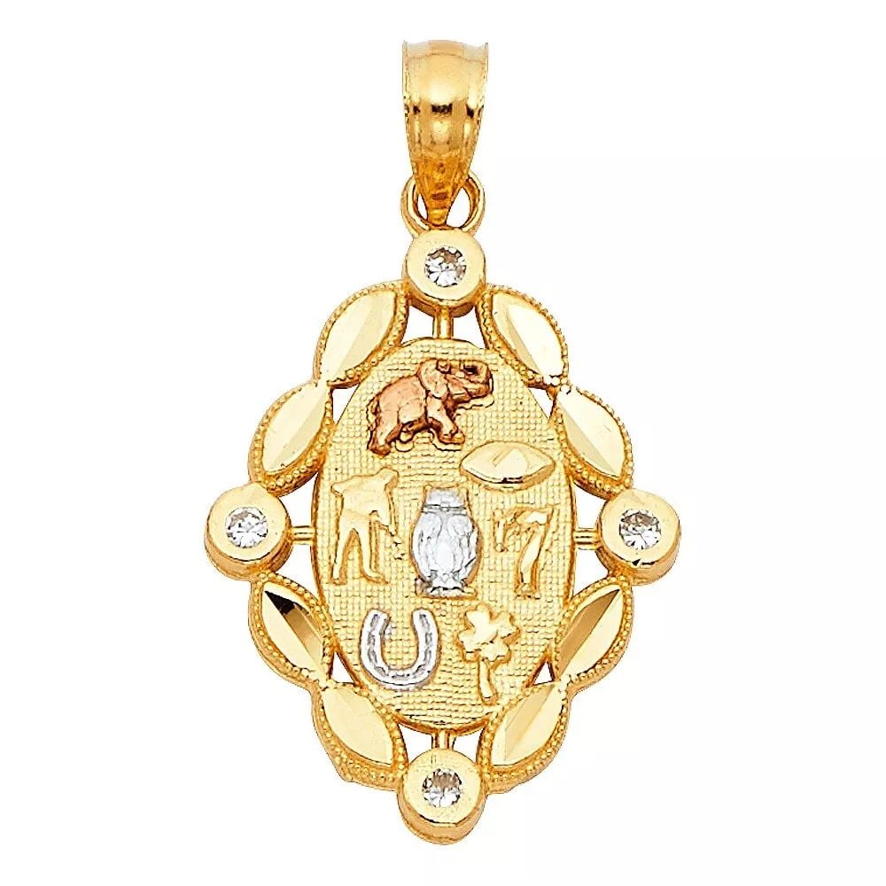NEW 14K TRI COLOR GOLD LUCKY PENDANT: NEW 14K TRI COLOR GOLD LUCKY PENDANT 14K TRI COLOR GOLD NEW LUCKY PENDANT WEIGHT: 1.2