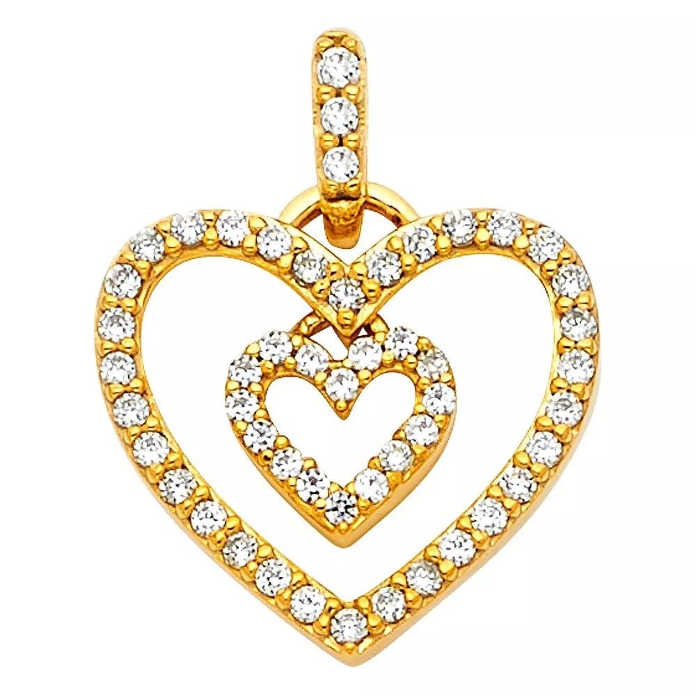 NEW 14K YELLOW GOLD CZ HEART PENDANT (1 of 2)