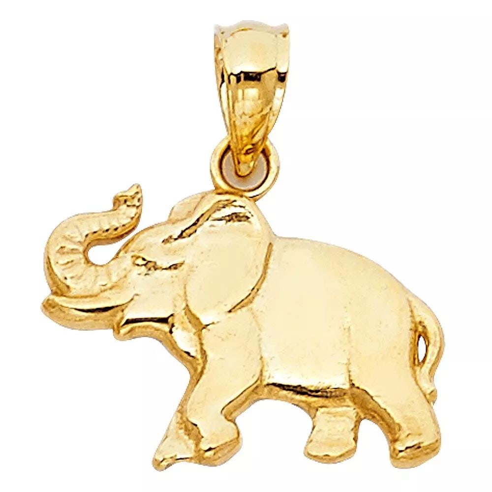 NEW 14K YELLOW GOLD ELEPHANT PENDANT (1 of 2)