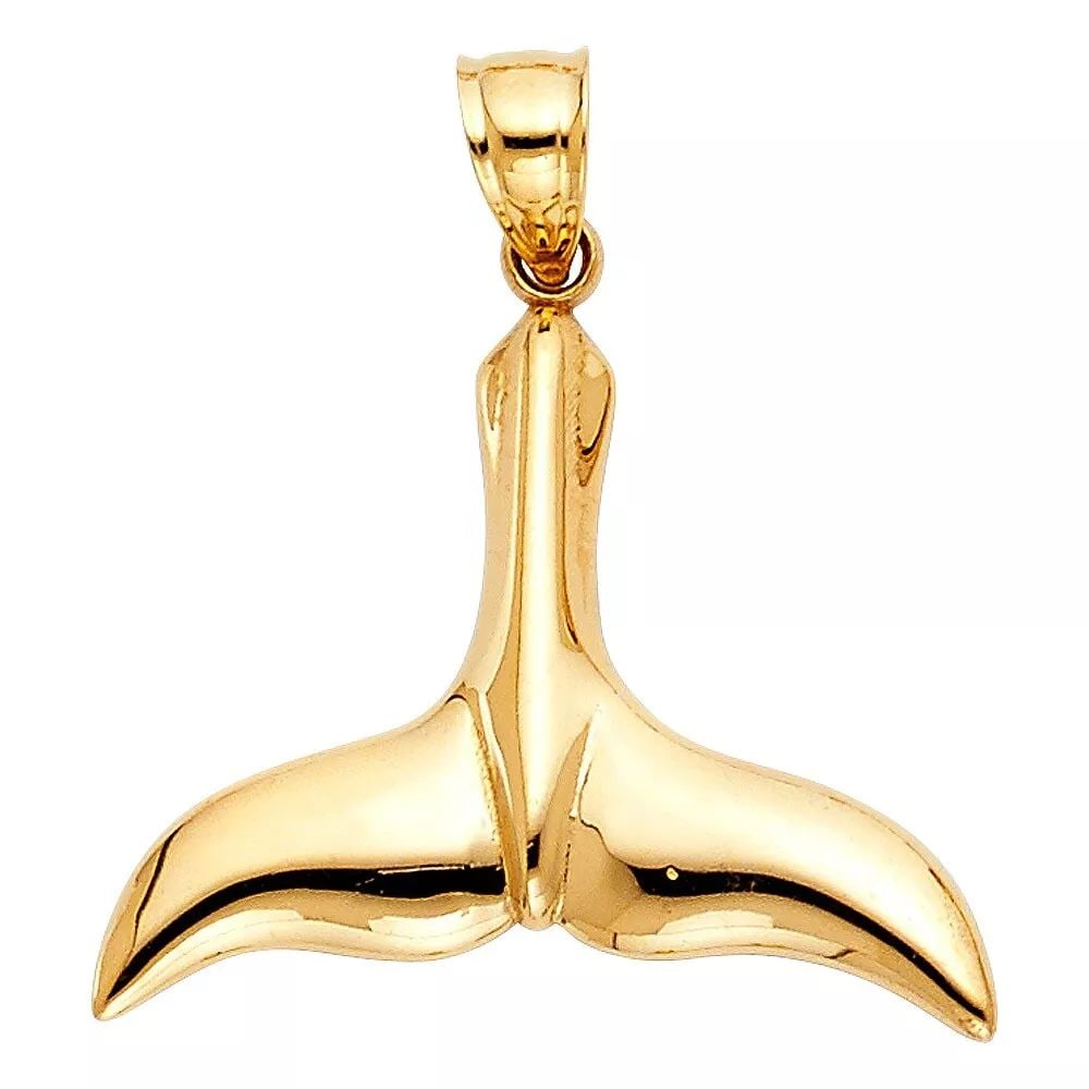NEW 14K YELLOW GOLD TAIL OF DOLPHIN PENDANT (1 of 2)