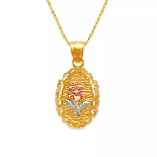 NEW 14K TRICOLOR GOLD ROSE PENDANT (1 of 2)