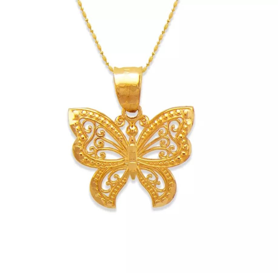 NEW 14K YELLOW GOLD BUTTERFLY PENDANT: NEW 14K YELLOW GOLD BUTTERFLY PENDANT 14K Yellow Gold Approx. 16x13mm High Polished Available in Two ToneGold Chains Sold Separately Weight: 1.2 Grams