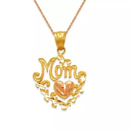 NEW 14K TWO-TONE GOLD MOM PENDANT (1 of 2)