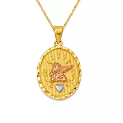 NEW 14K TRICOLOR GOLD ANGEL PENDANT (1 of 2)