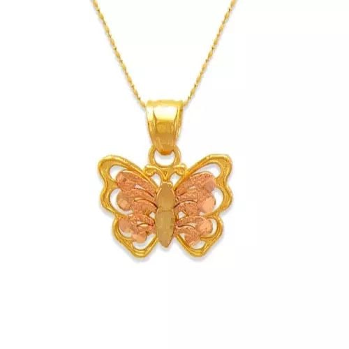 NEW 14K TWO-TONE GOLD BUTTERFLY PENDANT (1 of 2)