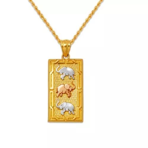 NEW 14K TRICOLOR GOLD ELEPHANT PENDANT (1 of 2)