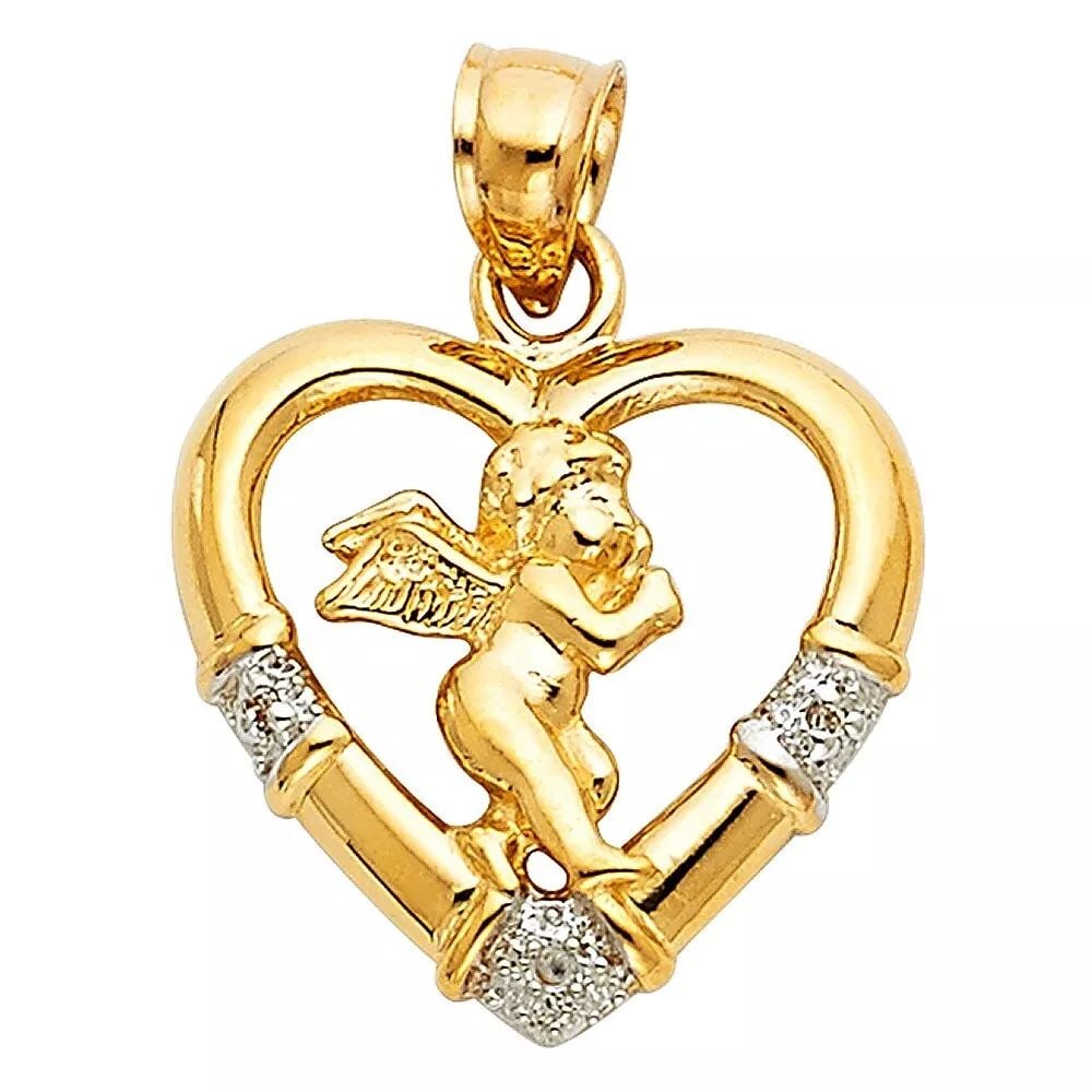 NEW 14K TWO TONE GOLD CZ ANGEL PENDANT: NEW 14K TWO TONE GOLD CZ ANGEL PENDANT 14K TWO TONE GOLD> NEW CZ ANGEL PENDANT WEIGHT: 1.9