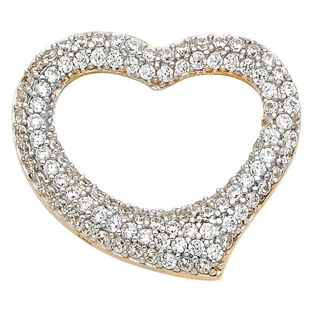 NEW 14K TWO TONE GOLD CZ HEART PENDANT (1 of 2)