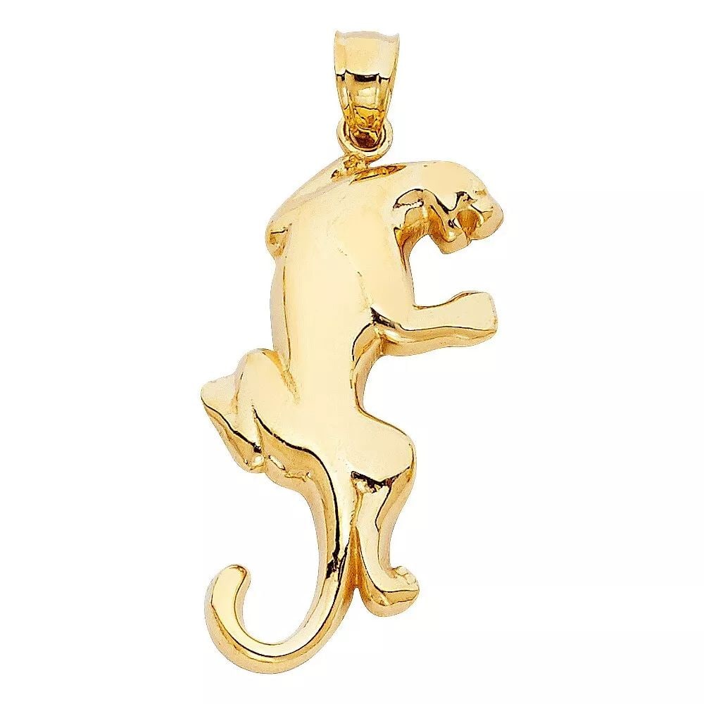 NEW 14K YELLOW GOLD PUMA PENDANT (1 of 2)