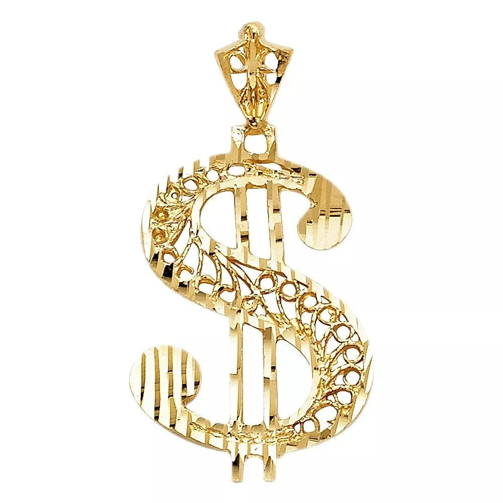 NEW 14K YELLOW GOLD DOLLAR SIGN PENDANT: NEW 14K YELLOW GOLD DOLLAR SIGN PENDANT 14K YELLOW GOLD> NEW DOLLAR SIGN PENDANT WEIGHT: 2.1