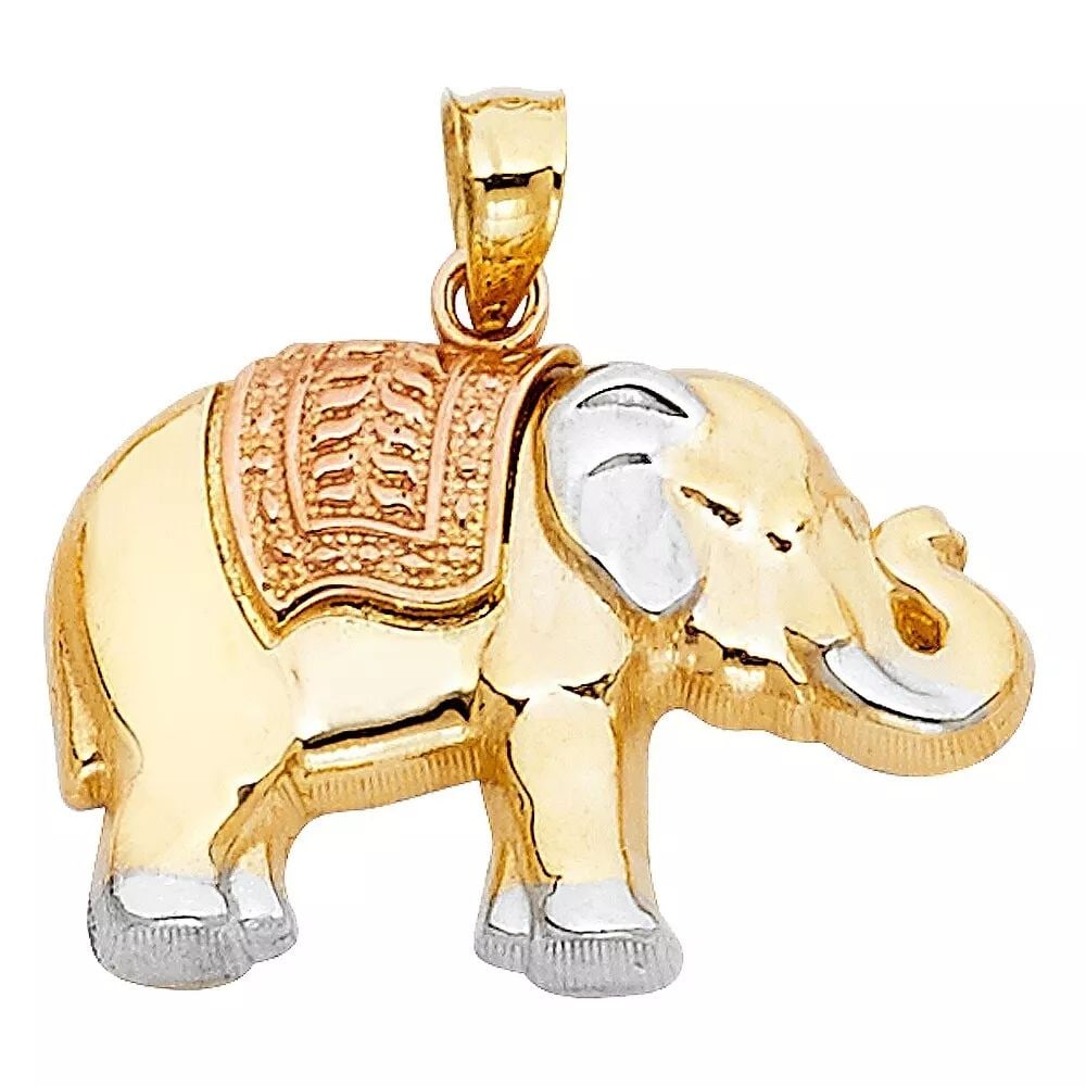 NEW 14K TRI COLOR GOLD ELEPHANT PENDANT (1 of 2)