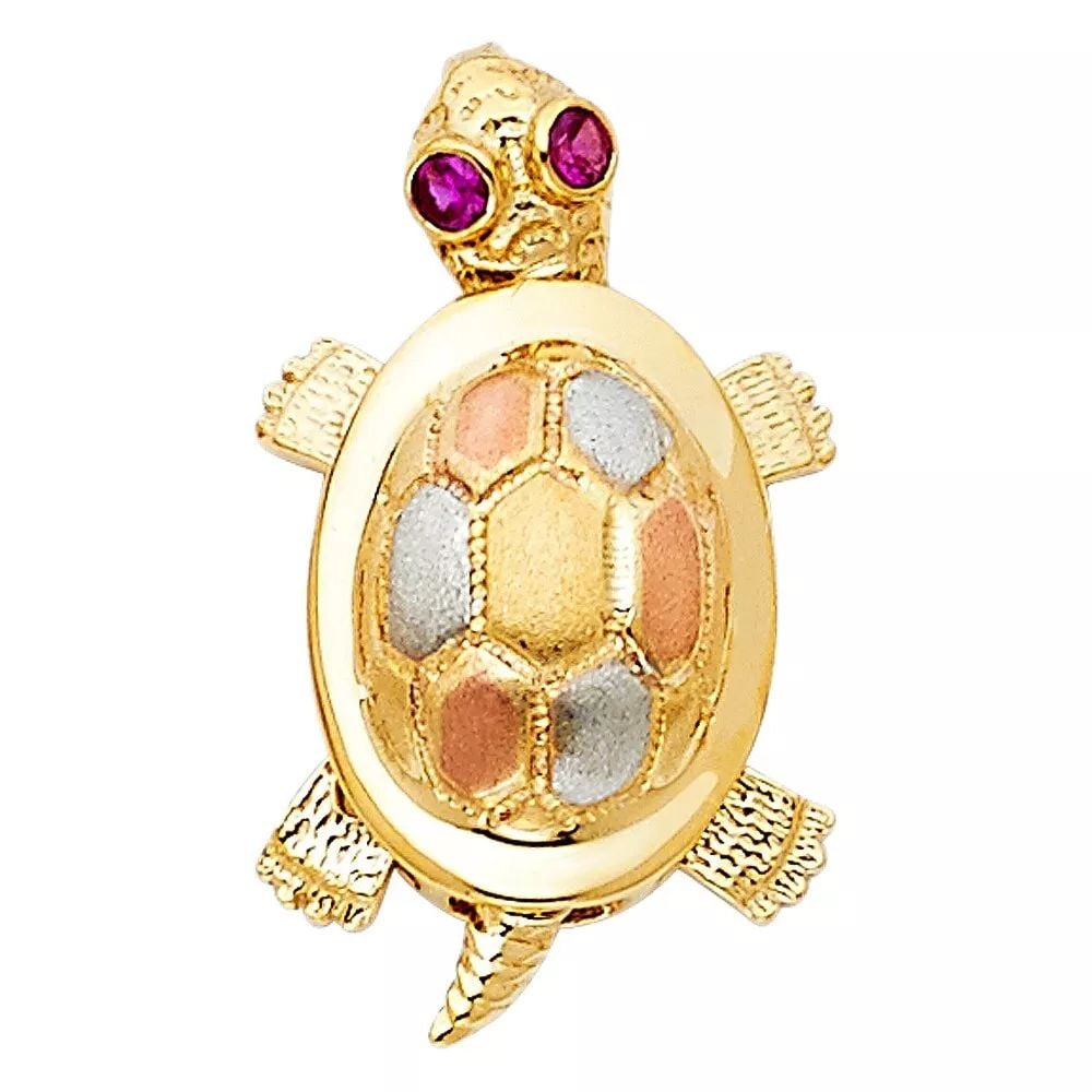 NEW 14K TRI COLOR GOLD TURTLE PENDANT (1 of 2)