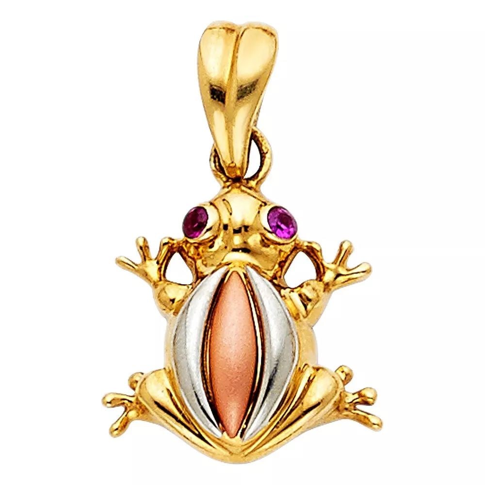 NEW 14K YELLOW GOLD FROG PENDANT (1 of 2)