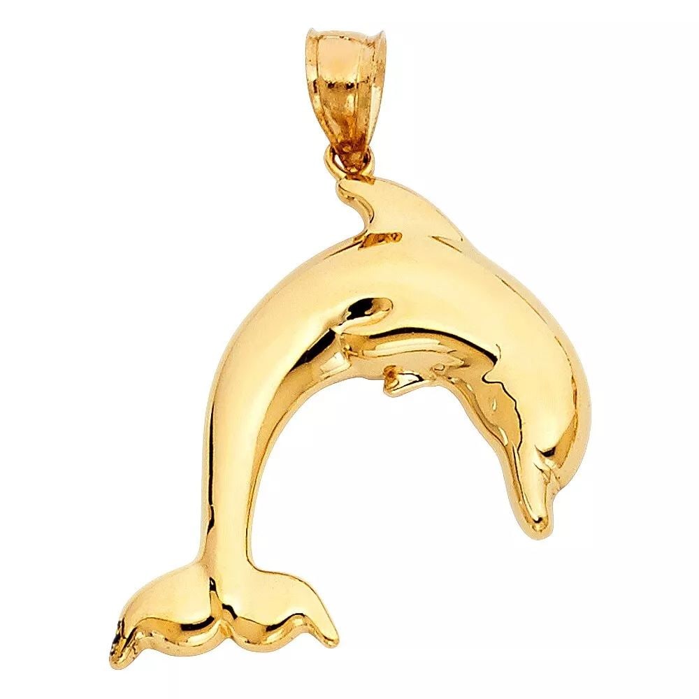 NEW 14K YELLOW GOLD DOLPHIN PENDANT (1 of 2)