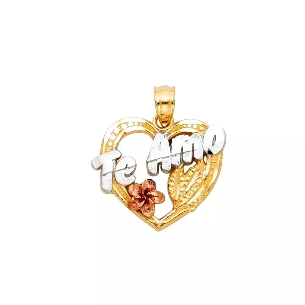 NEW 14K YELLOW GOLD CZ TE AMO HEART PENDANT: NEW 14K YELLOW GOLD CZ TE AMO HEART PENDANT 14K YELLOW GOLD> NEW CZ TE AMO HEART PENDANT WEIGHT: 2.3