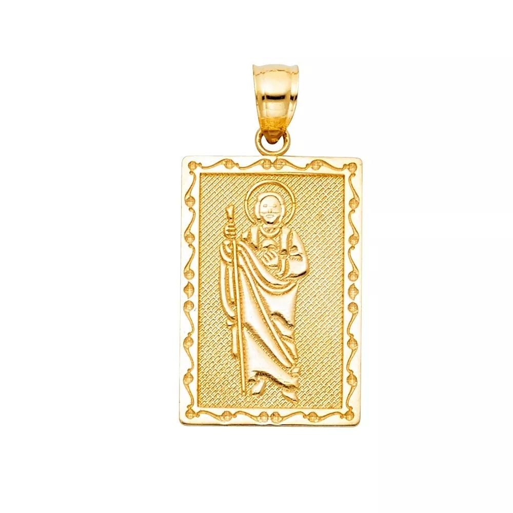 NEW 14K YELLOW GOLD CZ ST. JUDE THADDEUS PENDANT: NEW 14K YELLOW GOLD CZ ST. JUDE THADDEUS PENDANT 14K YELLOW GOLD> NEW CZ ST. JUDE THADDEUS PENDANT WEIGHT: 2.3