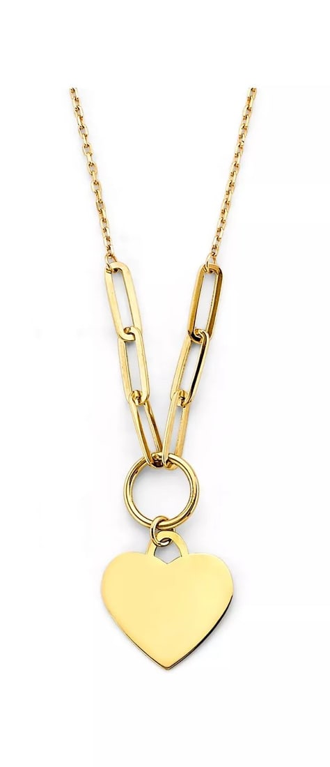 NEW 14K YELLOW GOLD ENGRAVABLE HEART PENDANT NECKLACE: NEW 14K YELLOW GOLD ENGRAVABLE HEART PENDANT NECKLACE 14K YELLOW GOLD> NEW ENGRAVABLE HEART PENDANT NECKLACE WEIGHT: 2.4
