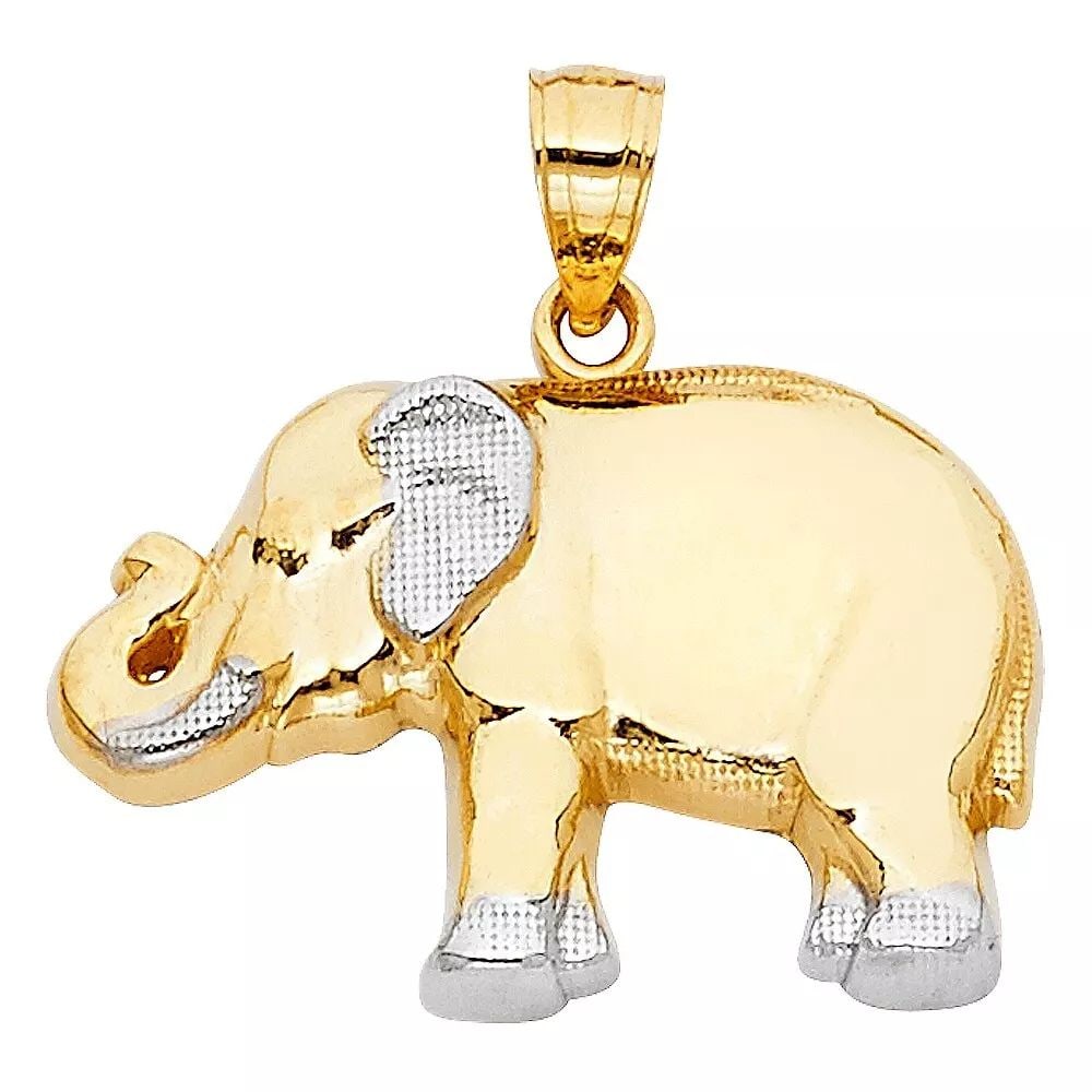 NEW 14K TWO TONE GOLD ELEPHANT PENDANT (1 of 2)