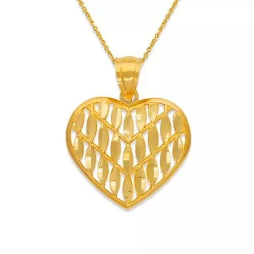 NEW 14K YELLOW GOLD DECORATIVE HEART PENDANT: NEW 14K YELLOW GOLD DECORATIVE HEART PENDANT 14K Yellow Gold Approx. 21x22mm High Polished/Diamond Cut/Filigree Chains Sold Separately Weight: 2.3 Grams