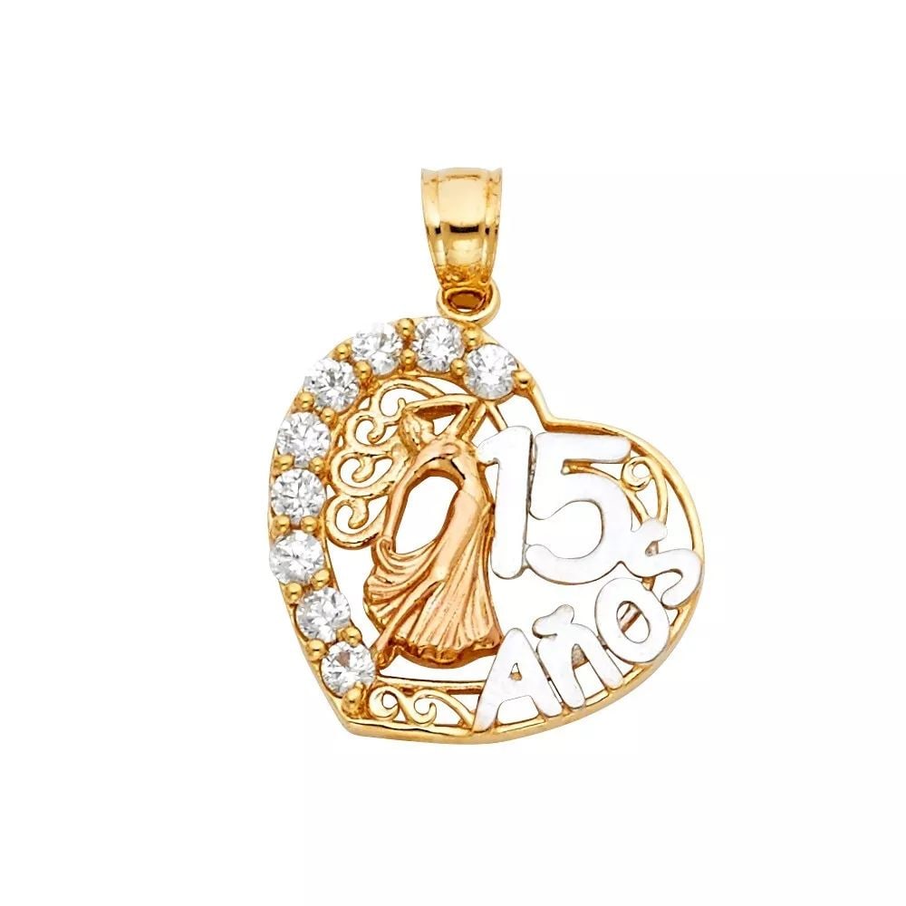 NEW 14K TWO TONE GOLD 15 YEARS HEART PENDANT: NEW 14K TWO TONE GOLD 15 YEARS HEART PENDANT 14K TWO TONE GOLD> NEW 15 YEARS HEART PENDANT WEIGHT: 2.7