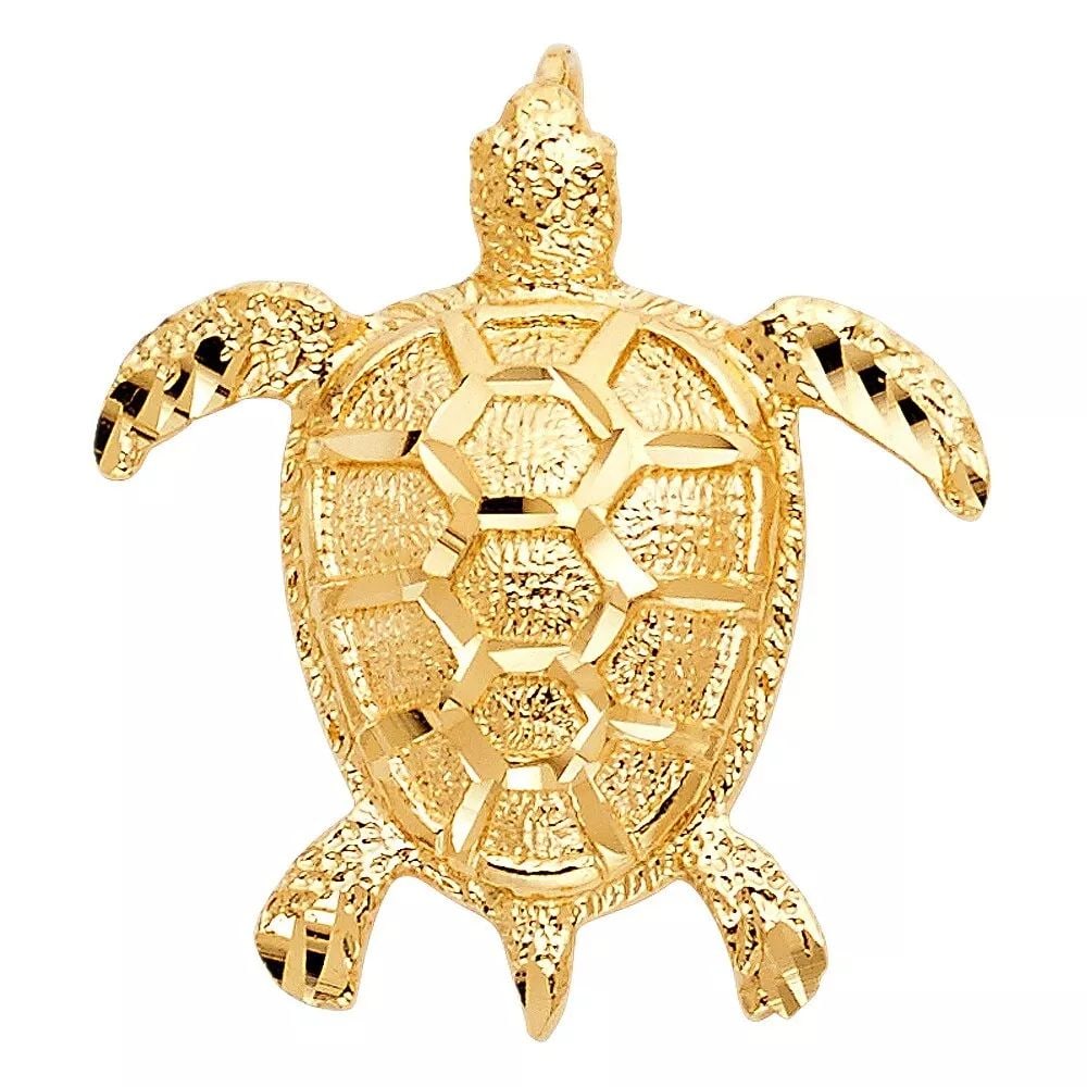NEW 14K YELLOW GOLD TURTLE PENDANT (1 of 2)