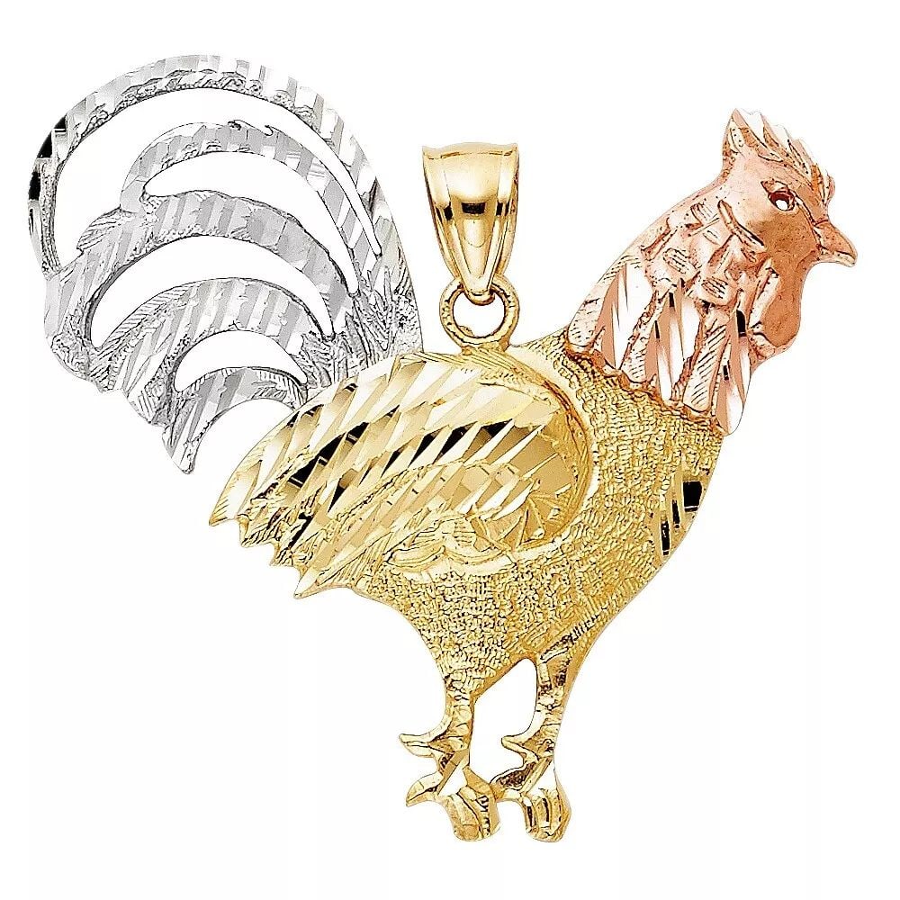 NEW 14K TRI COLOR GOLD ROOSTER PENDANT (1 of 2)