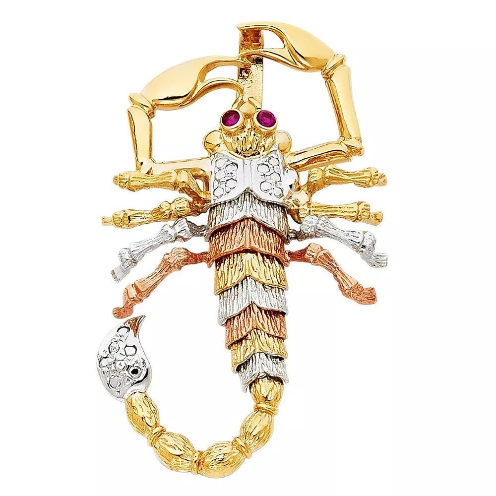 NEW 14K TRI COLOR GOLD SCORPION PENDANT (1 of 2)