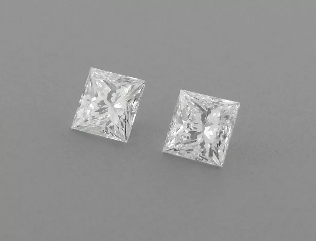 1.3mm MATCHING PAIR PRINCESS CUT LOOSE NATURAL UNTREATED DIAMOND F VS1: LOOSE NATURAL UNTREATED DIAMOND Sale is for 2 princess cut natural untreated earth mined diamonds Matching pair Diamonds measures 1.3mm x 1.3mm Diamonds are F color VS1 clarity New, never used before,