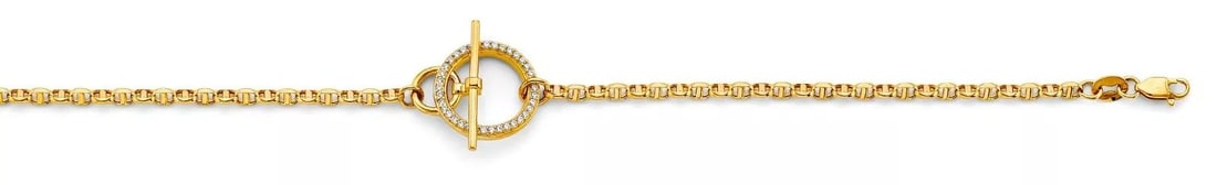 NEW 14K YELLOW GOLD CZ LOCKED MARINER BRACELET: NEW 14K YELLOW GOLD CZ LOCKED MARINER BRACELET 14K YELLOW GOLD NEW CZ LOCKED MARINER BRACELET WEIGHT: 3.6 g