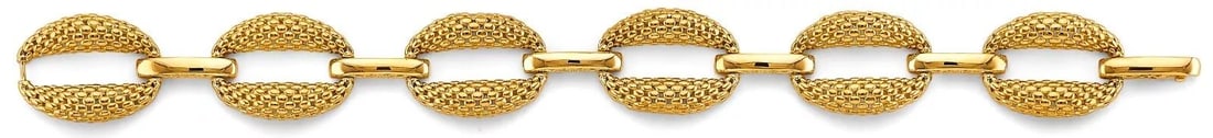 NEW 14K YELLOW GOLD HOLLOW MESH OVAL DESIGN BRACELET (1 of 2)